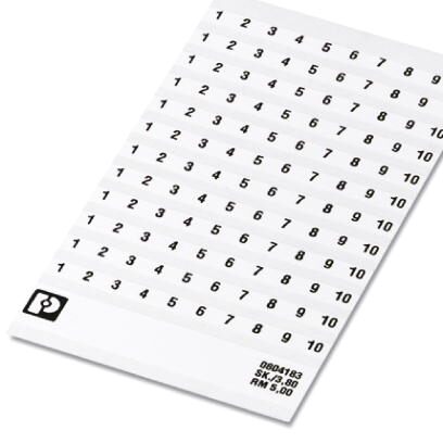 Phoenix Contact Self-Adhesive Marker Strip; SK 5/3.8:FORTL.ZAHLEN 1-10; 120-Section; 5.2mm Width; Horizontal Printing: 1 to 10